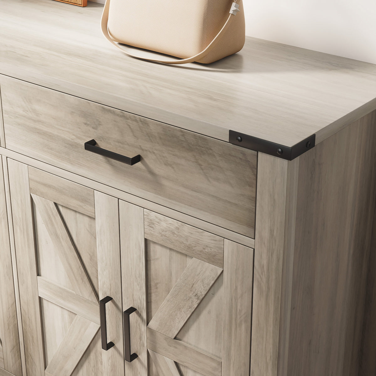 Farmhouse Kitchen Storage Cabinet with 2 Drawers and Shelves – 47"W x 33"H