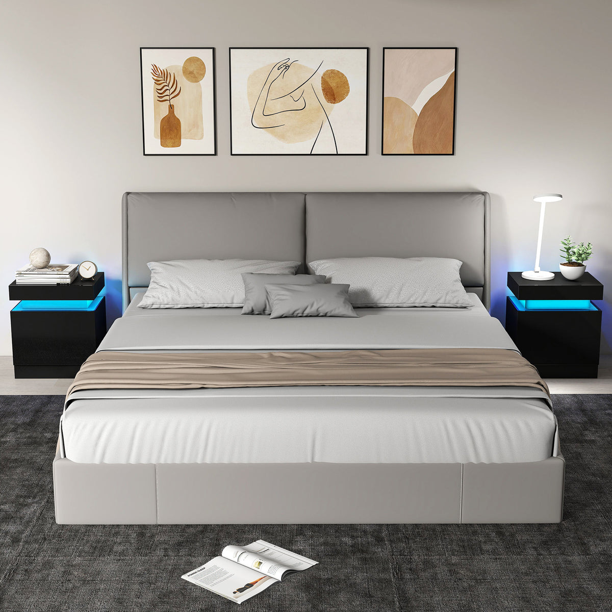 LED Nightstands with 2 Drawers, Set of 2 – 18"W x 21"H