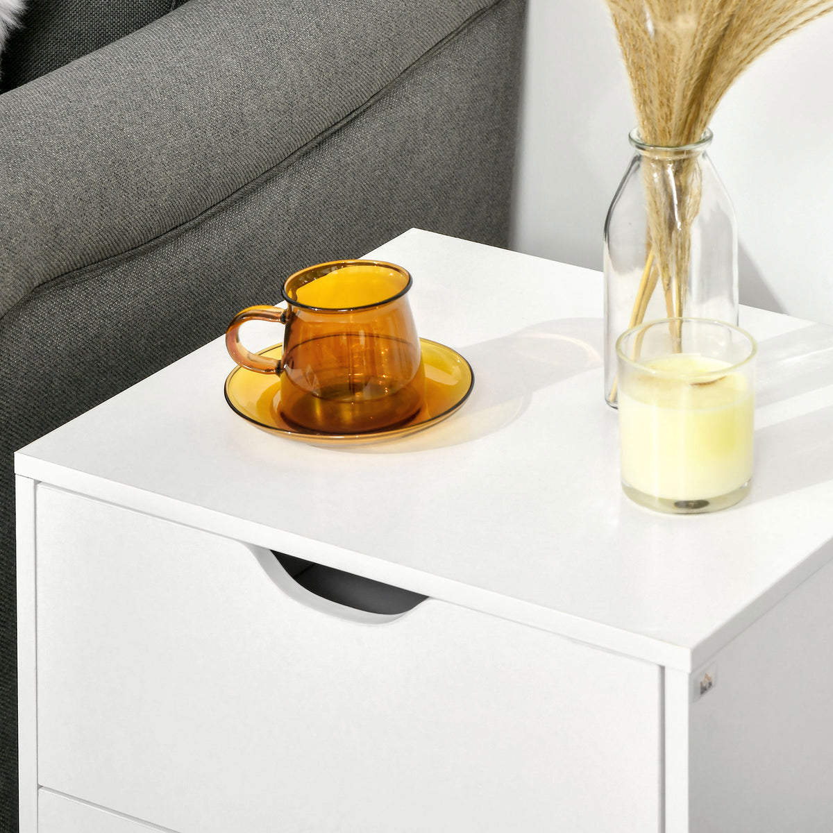 2-Drawer Nightstand with Pine Wood Legs – 16"W x 20"H