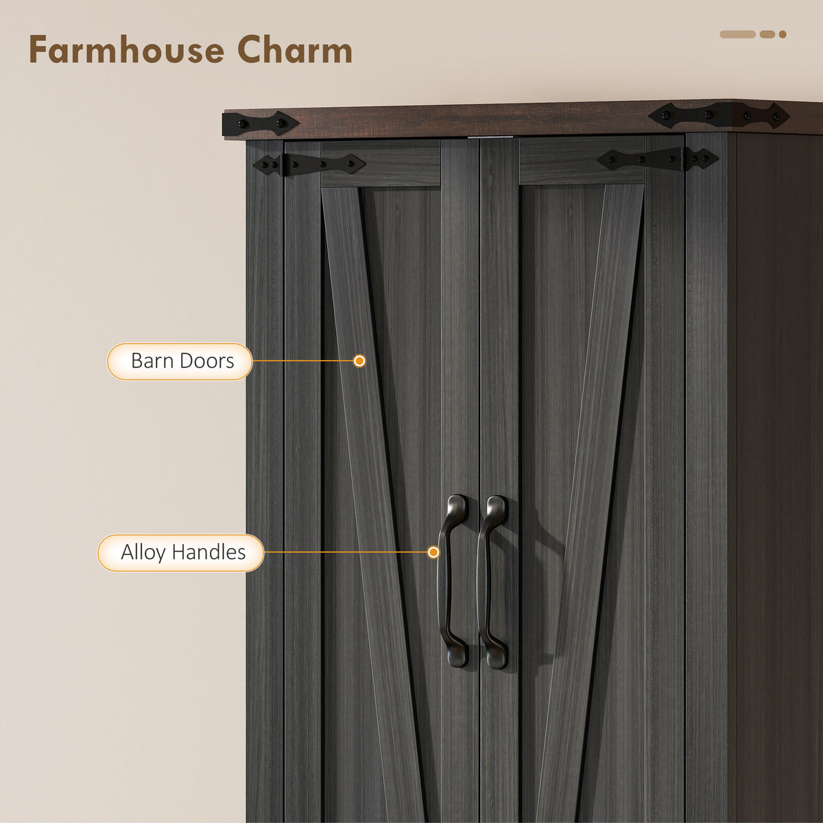 Farmhouse Freestanding Kitchen Storage Cabinet with Adjustable Shelves – 24"W x 72"H