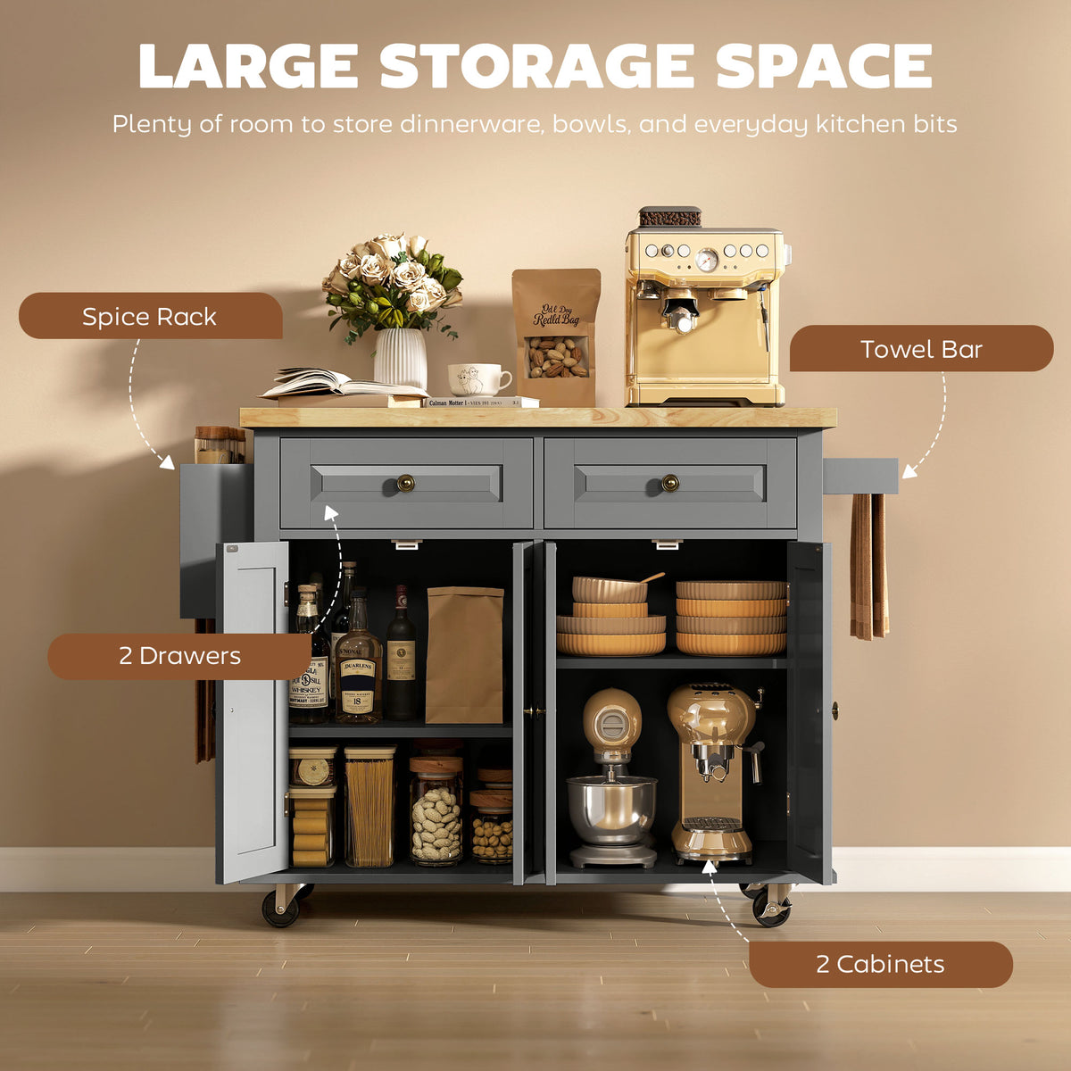 Kitchen Island with Storage – 44"W x 33"H