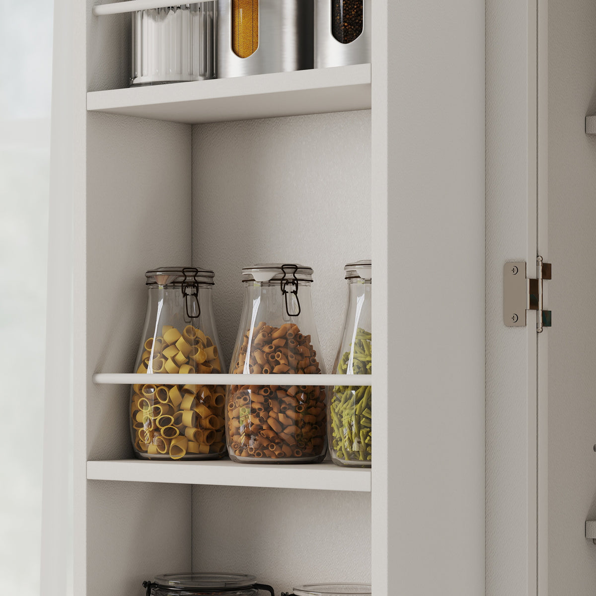 Farmhouse Kitchen Storage Cabinet with 4 Barn Doors – 30"W x 72"H