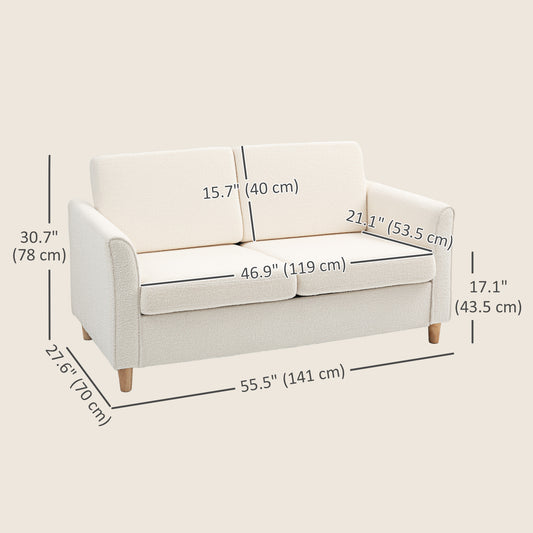 Two-Seater Sofa with Wood Legs