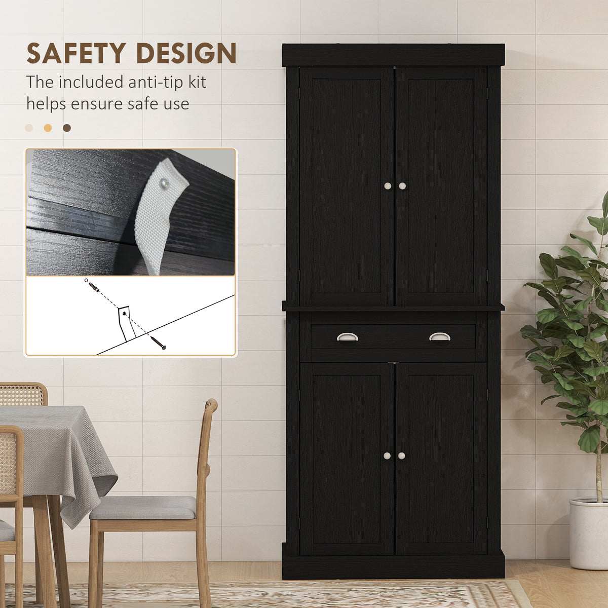 Kitchen Storage Cabinet with 4 Doors – 30"W x 73"H
