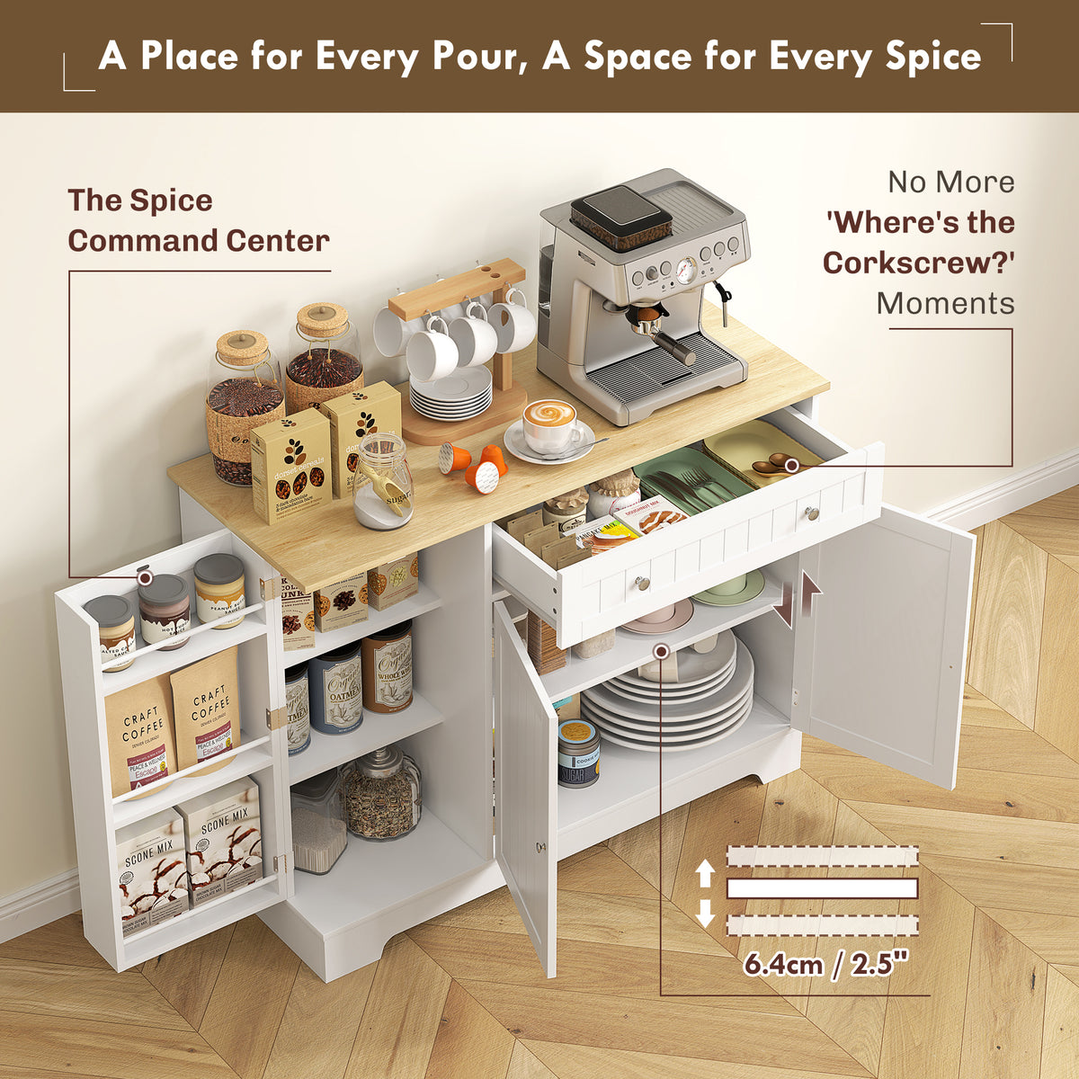 Kitchen Buffet Cabinet with Drawer – 41"W x 33"H