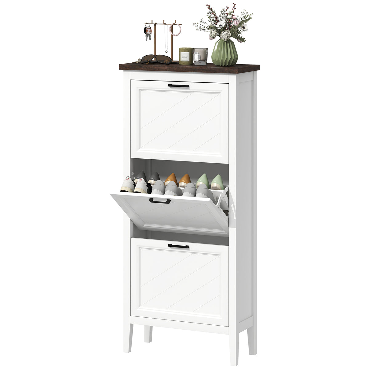 Shoe Cabinet with 3 Flip Drawers – 24"W x 53"H