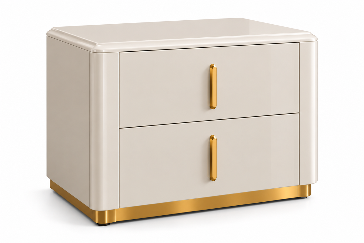Nora Bedroom Set – Modern Cream & Gold Queen and King Bedroom Collection