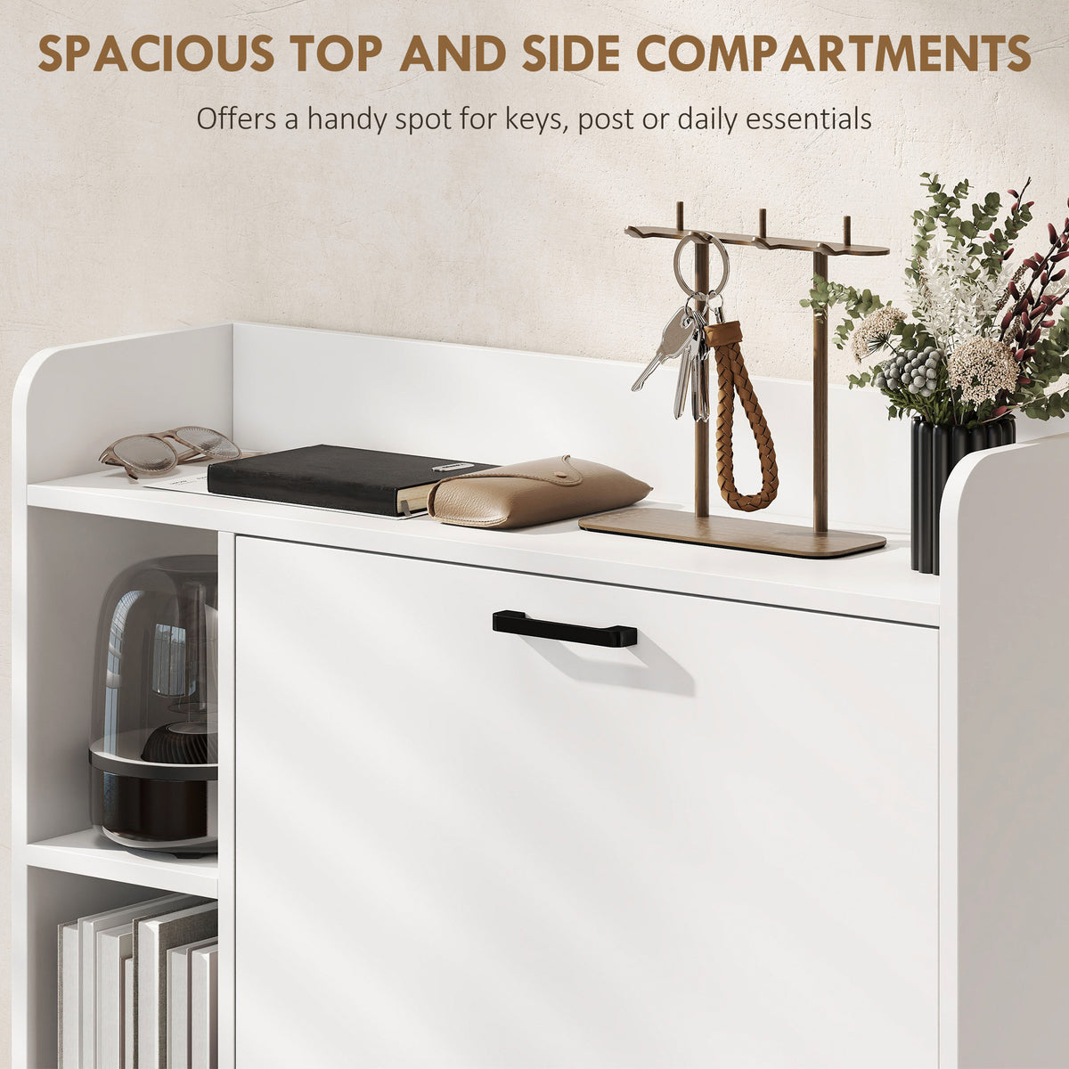Shoe Cabinet with 2 Flip Drawers – 33"W x 36"H
