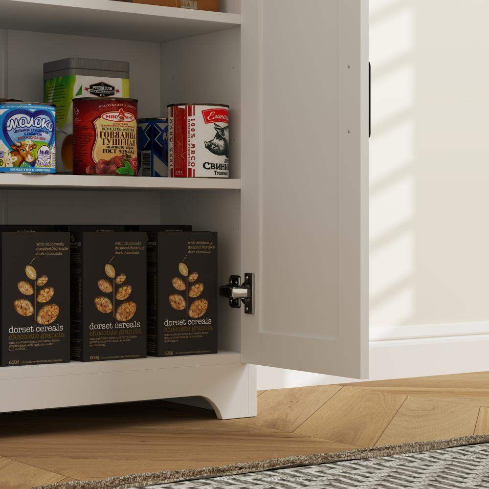 Tall Kitchen Pantry with 4 Rattan Doors and Adjustable Shelves – 24"W x 67"H