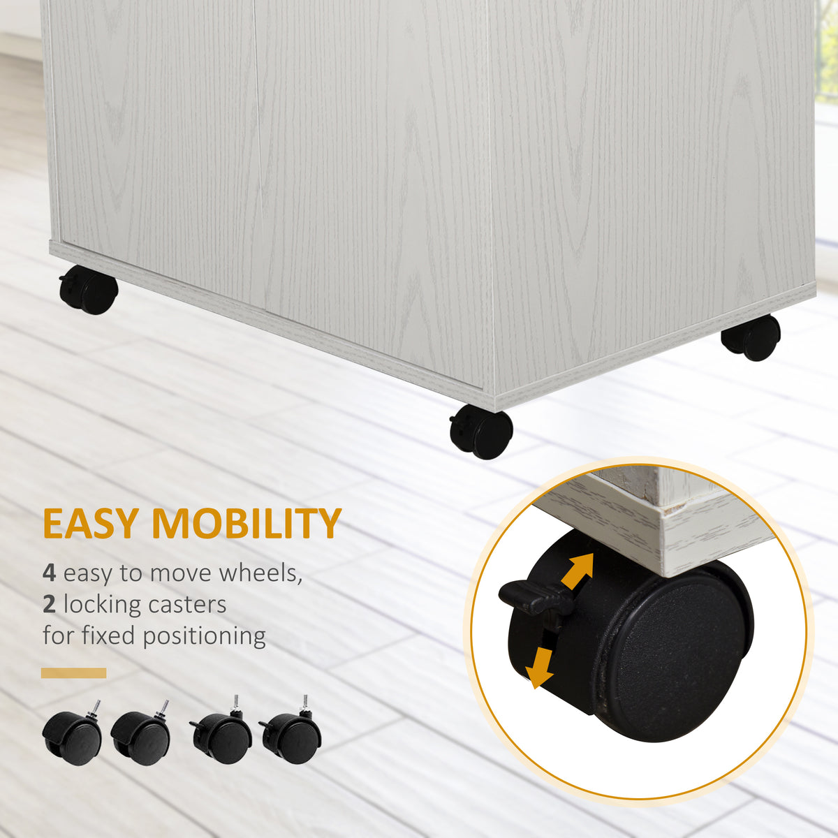 Microwave Cart with 2-Door Cabinet and Wheels – 24"W x 38"H