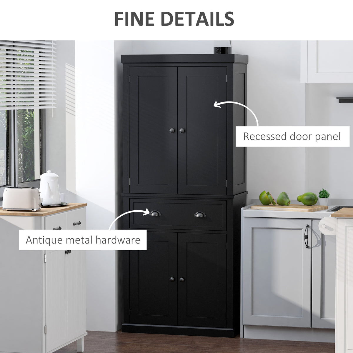 Tall Kitchen Pantry Cabinet with 2 Drawers – 30"W x 73"H