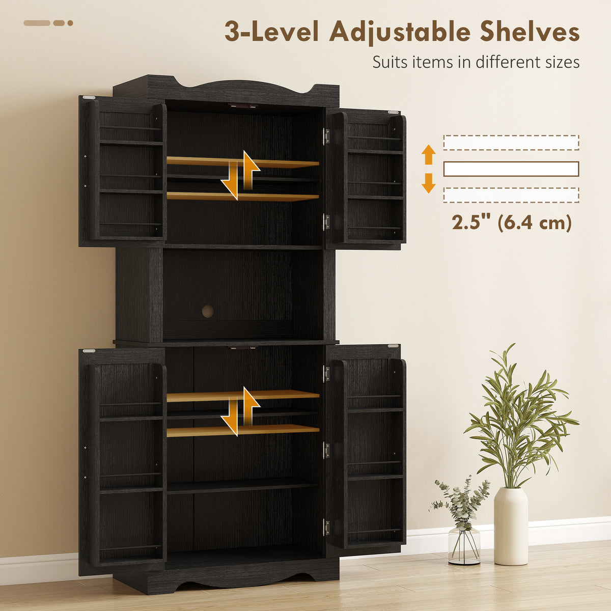 Kitchen Pantry Cabinet with 12 Door Shelves – 30"W x 73"H