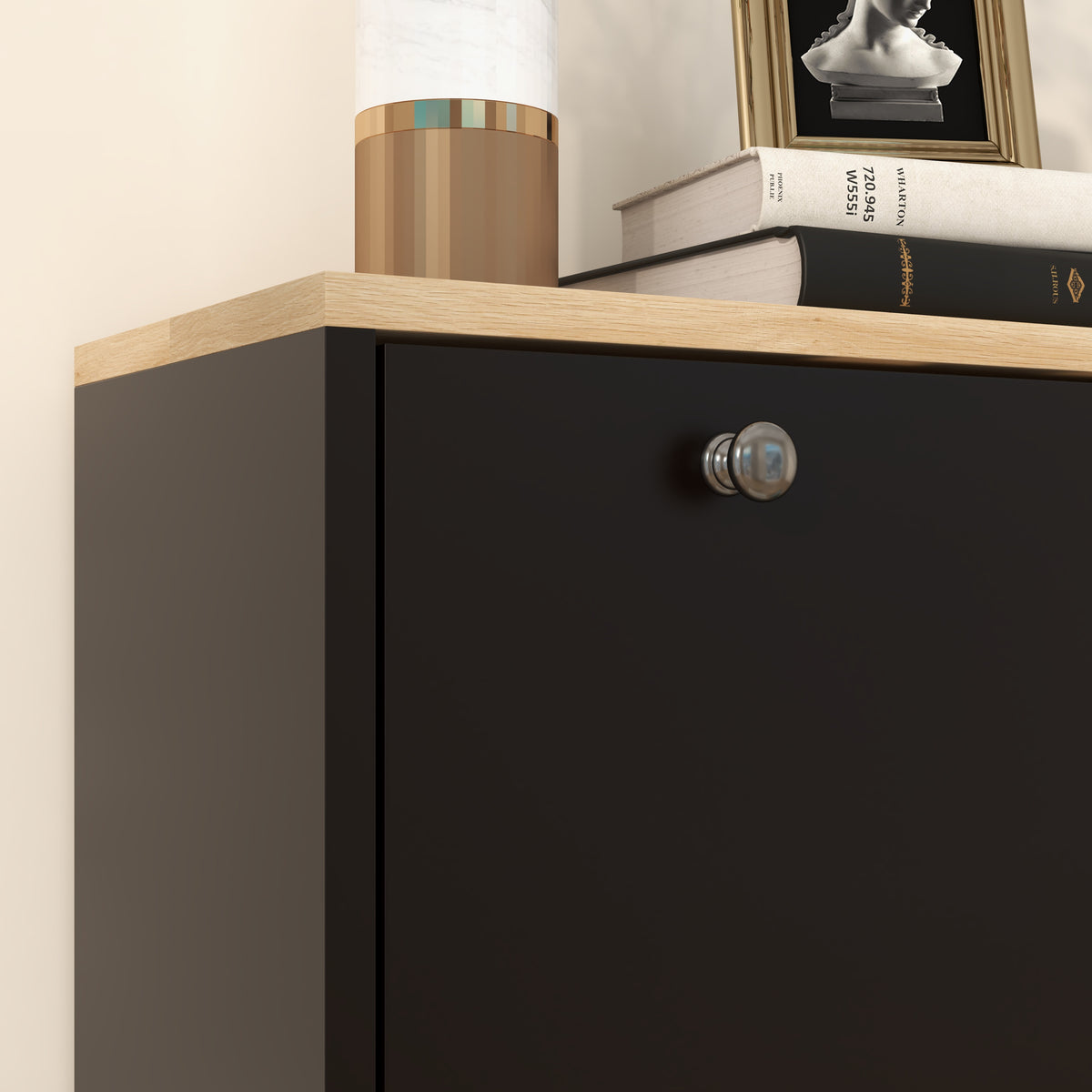 Modern Entryway Shoe Cabinet with 3 Flip Drawers – 32"W x 48"H