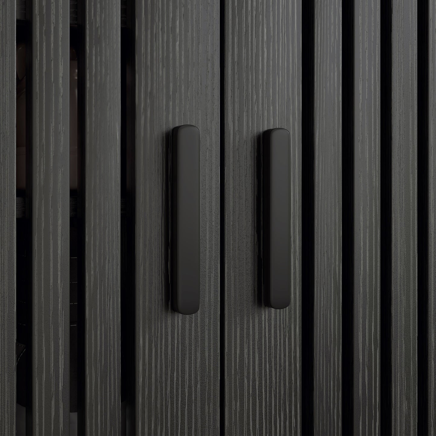 HOMCOM Black Entryway Shoe Storage Cabinet with Double Doors & Open Shelves