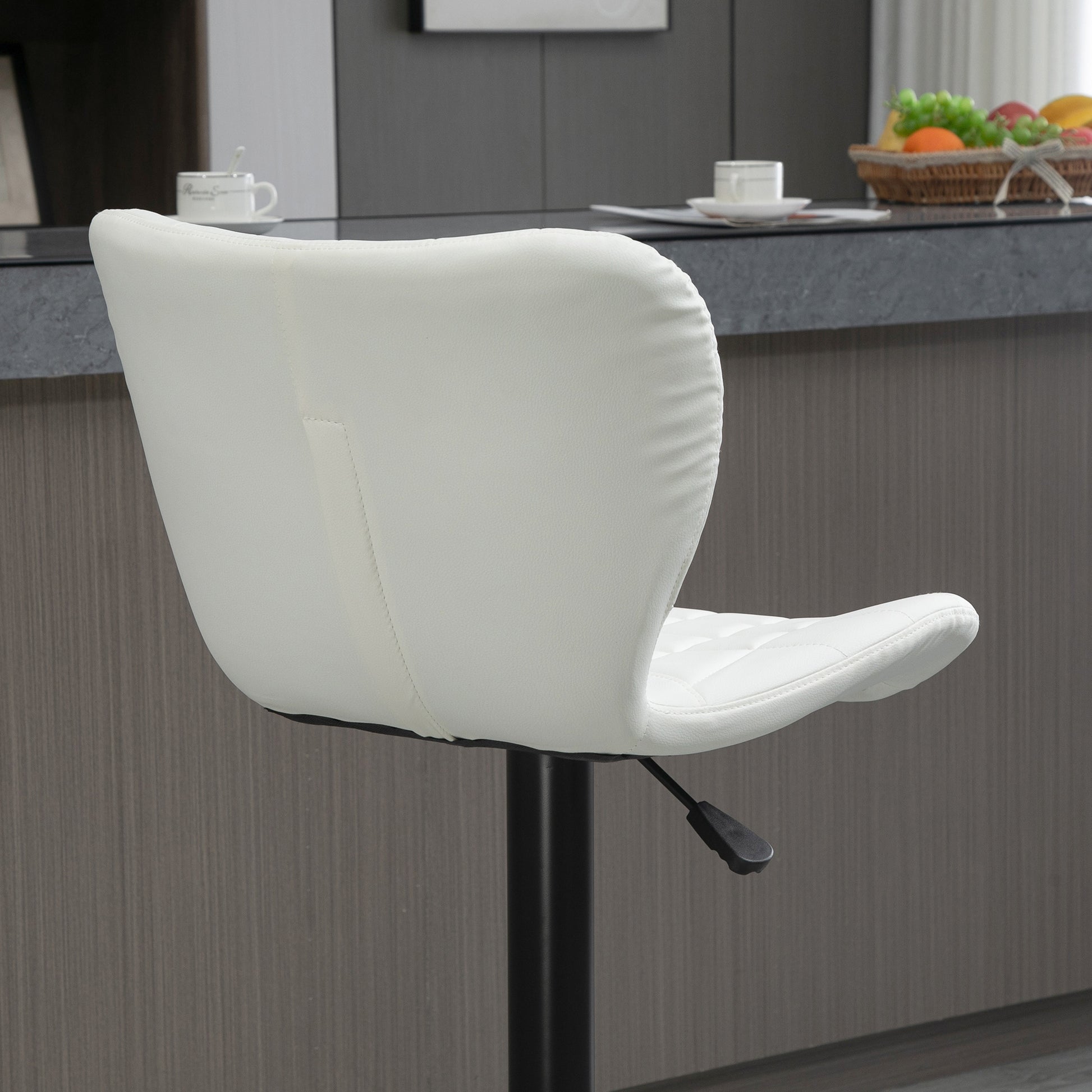 HOMCOM Modern Adjustable Swivel Bar Stools Set of 2, White PU Leather
