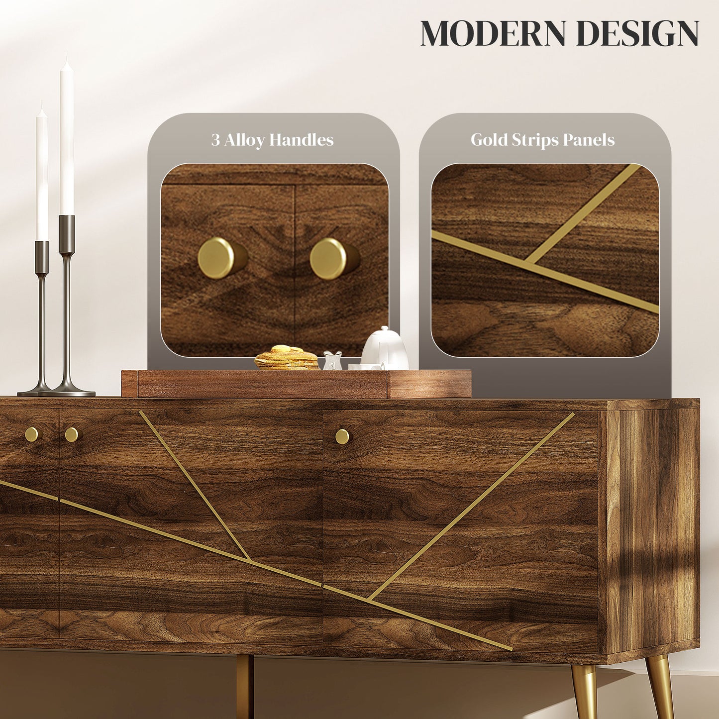 HOMCOM Modern Rustic Brown TV Stand for 60-inch TVs, Adjustable Storage & Cable Management