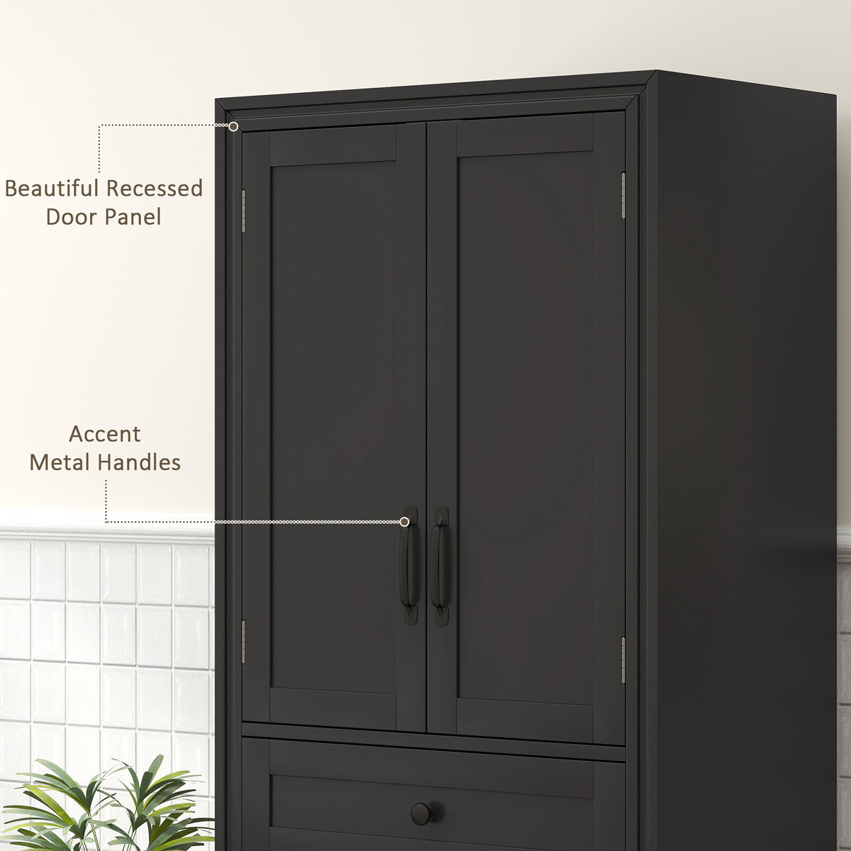 Kitchen Pantry Cabinet with 2 Shelves – 24"W x 67"H