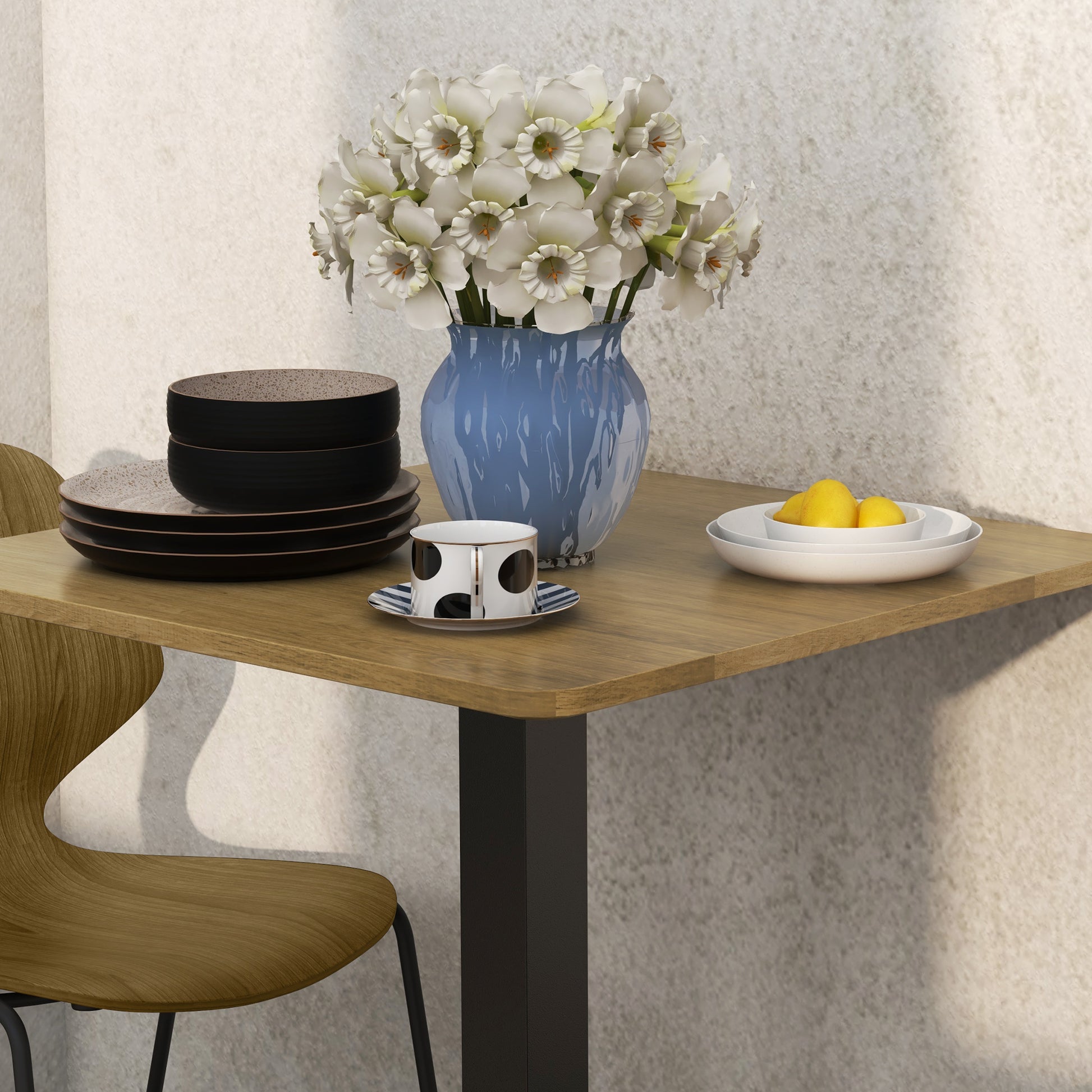 HOMCOM Modern 28" Square Dining Table Steel Base, Small Kitchen, Dark Brown