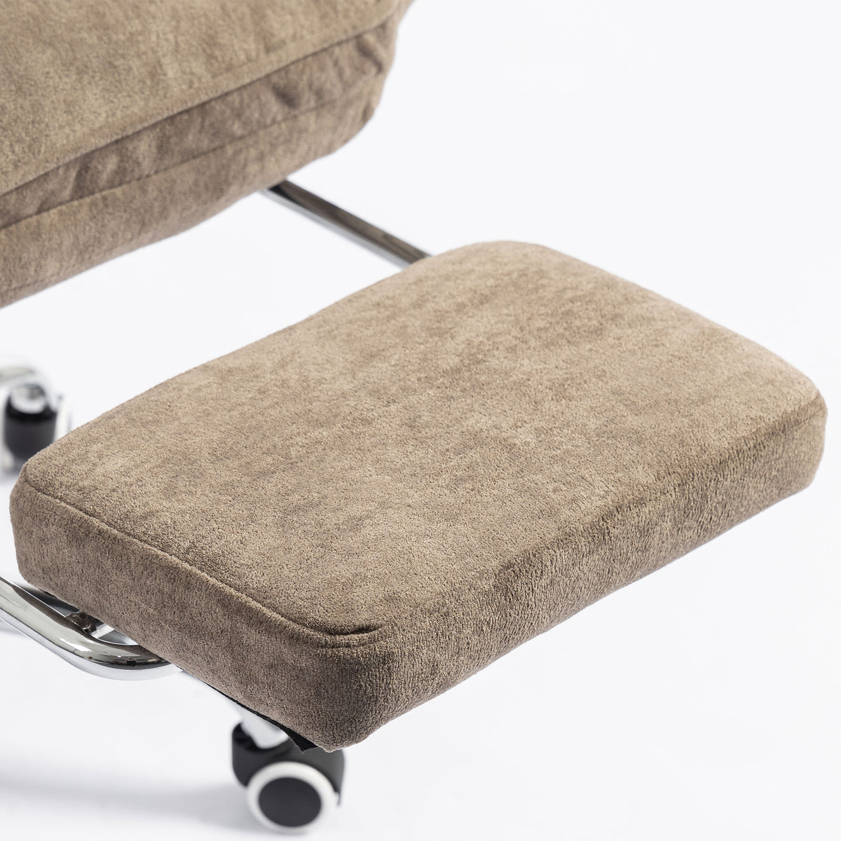 Big and Tall Office Chair with Footrest, High Back Snowflake Velvet Reclining Executive Desk Chair, Brown