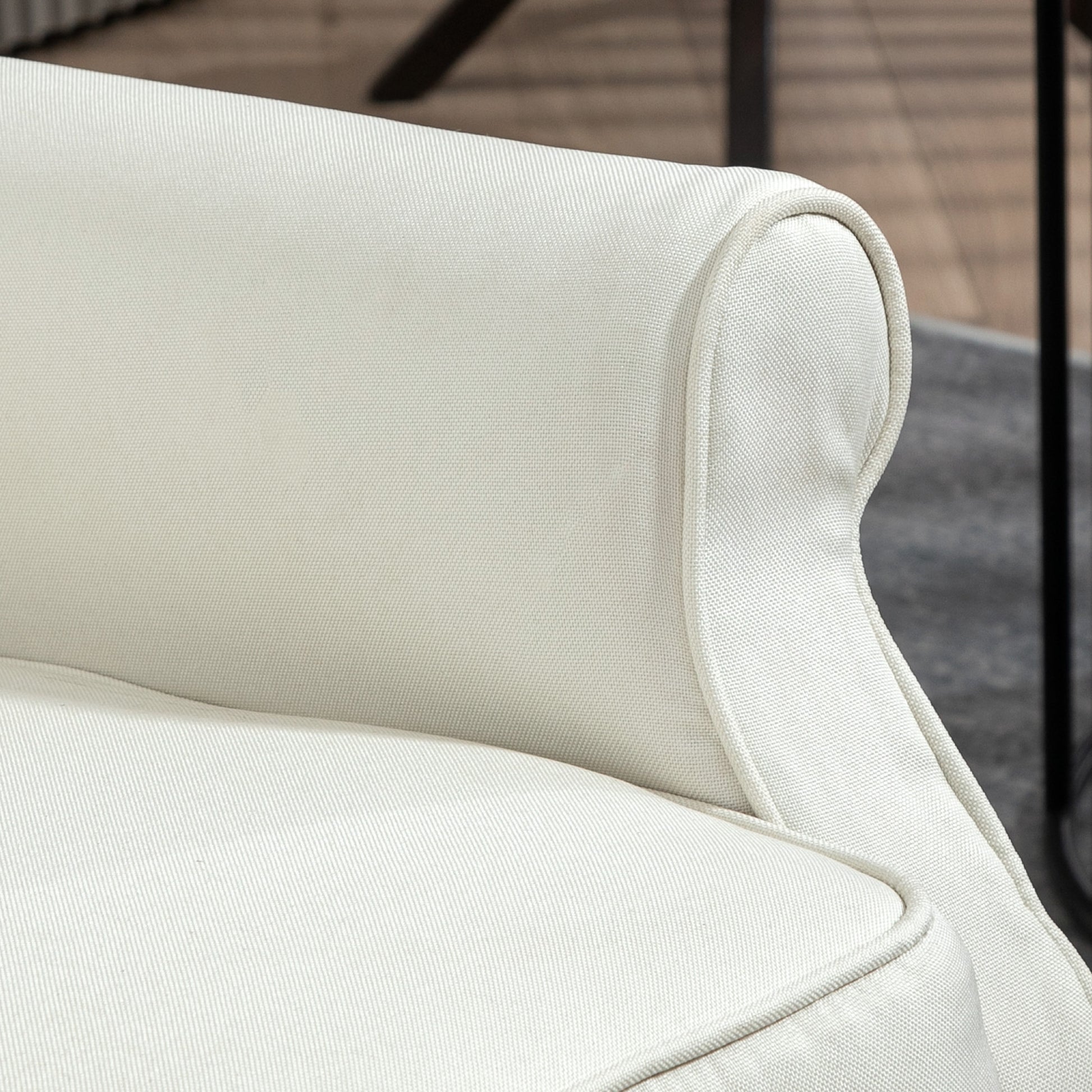 HOMCOM Cream White Wingback Recliner Chair with Button Tufted Footrest