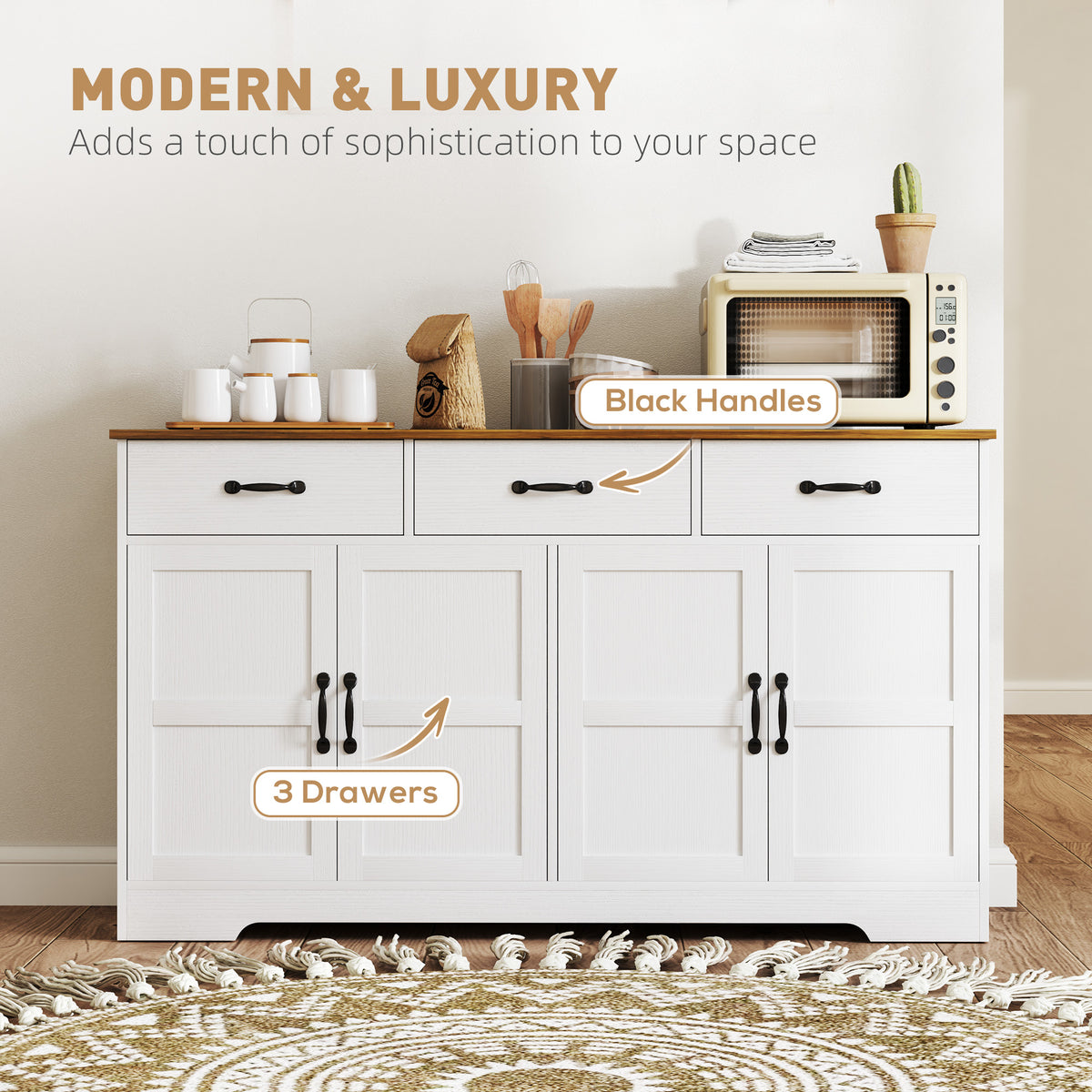 Sideboard Buffet Cabinet with Storage – 55"W x 32"H