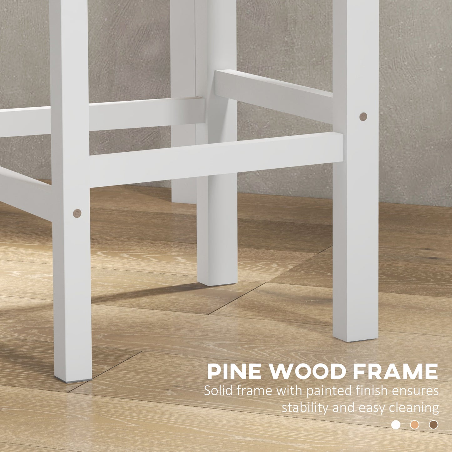 HOMCOM Set of 2 Farmhouse Solid Wood Counter Height Bar Stools