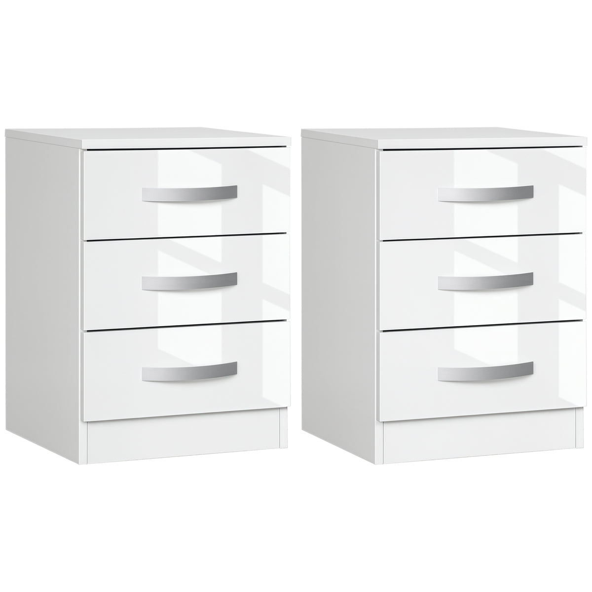 High Gloss Multi-Drawer Nightstands, Set of 2 – 16"W x 22"H