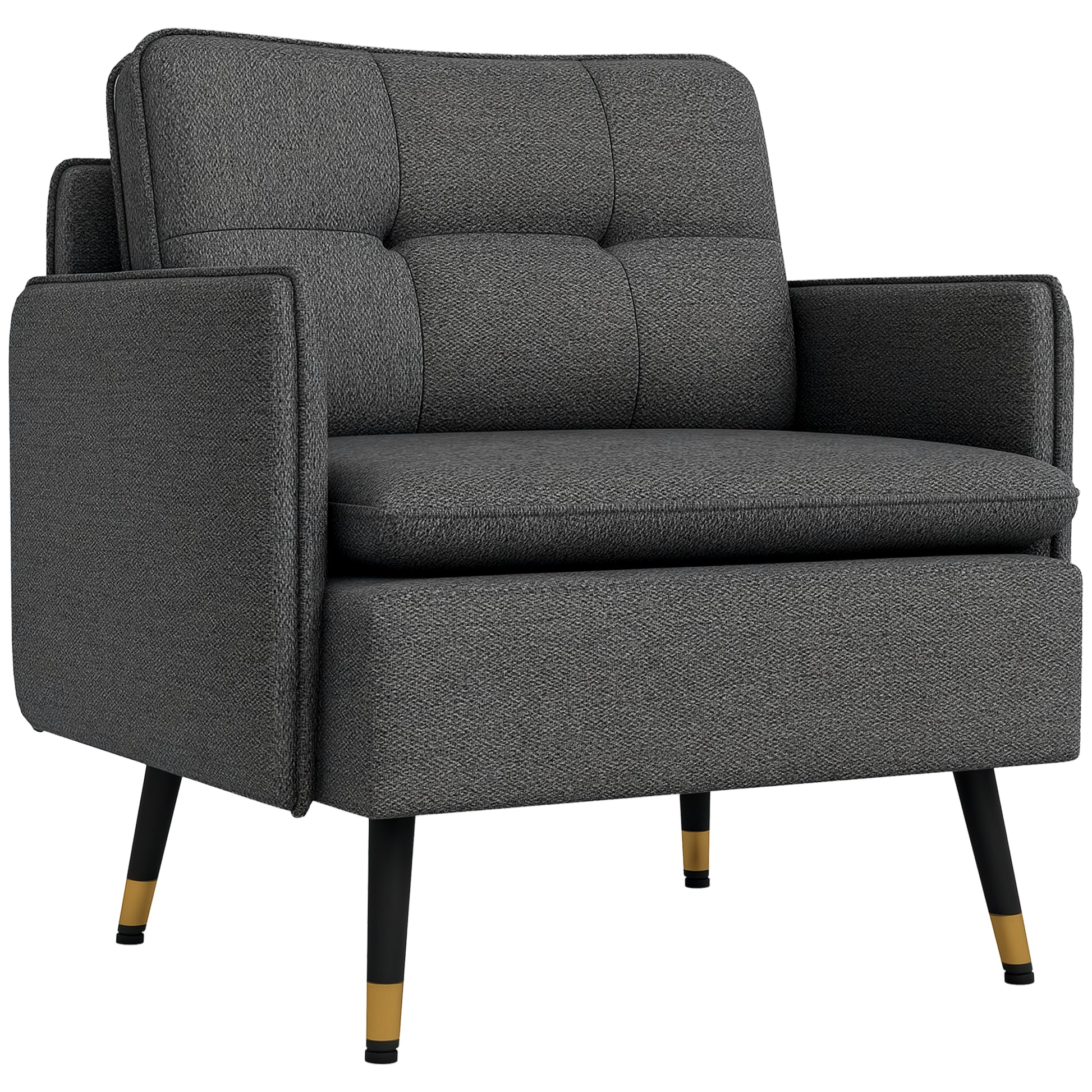 HOMCOM Modern Upholstered Accent Armchair with Tufted Back & Steel Legs