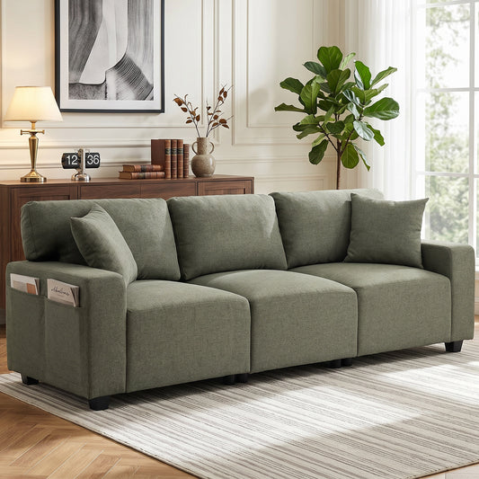 3-Seater Sofa with Storage Pockets & Pocket Springs