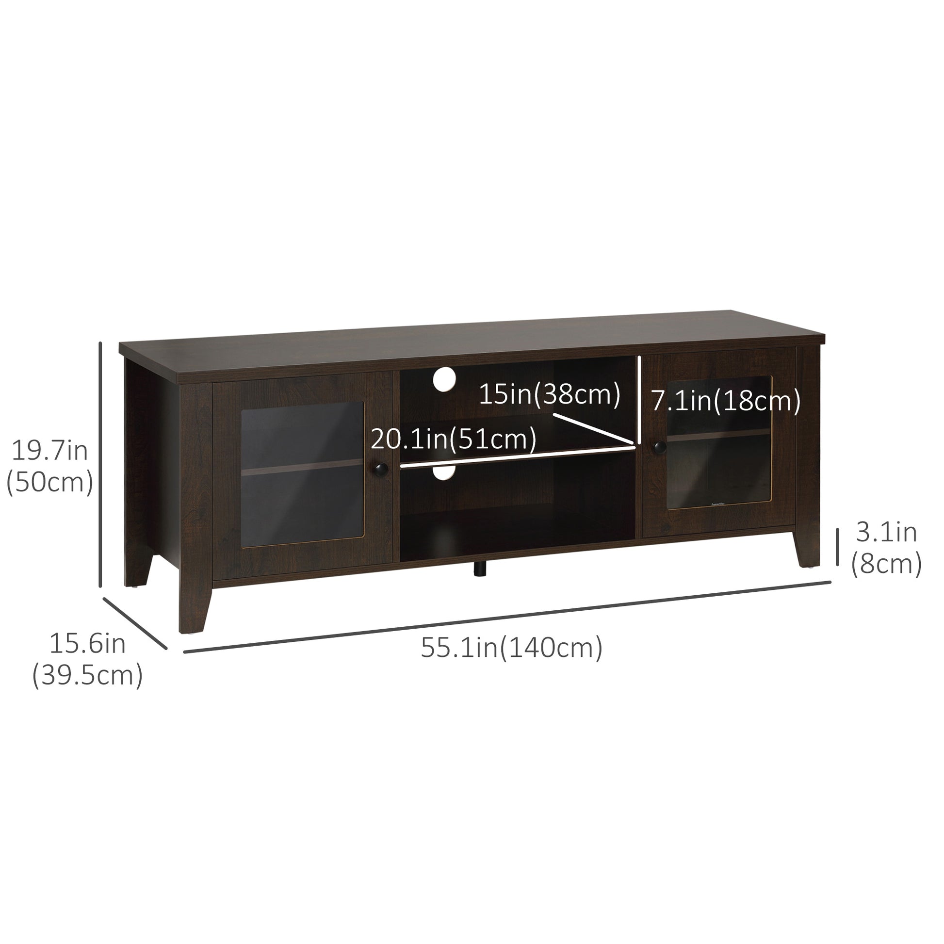 HOMCOM Modern Wood TV Console Stand for 60-inch TVs with Storage