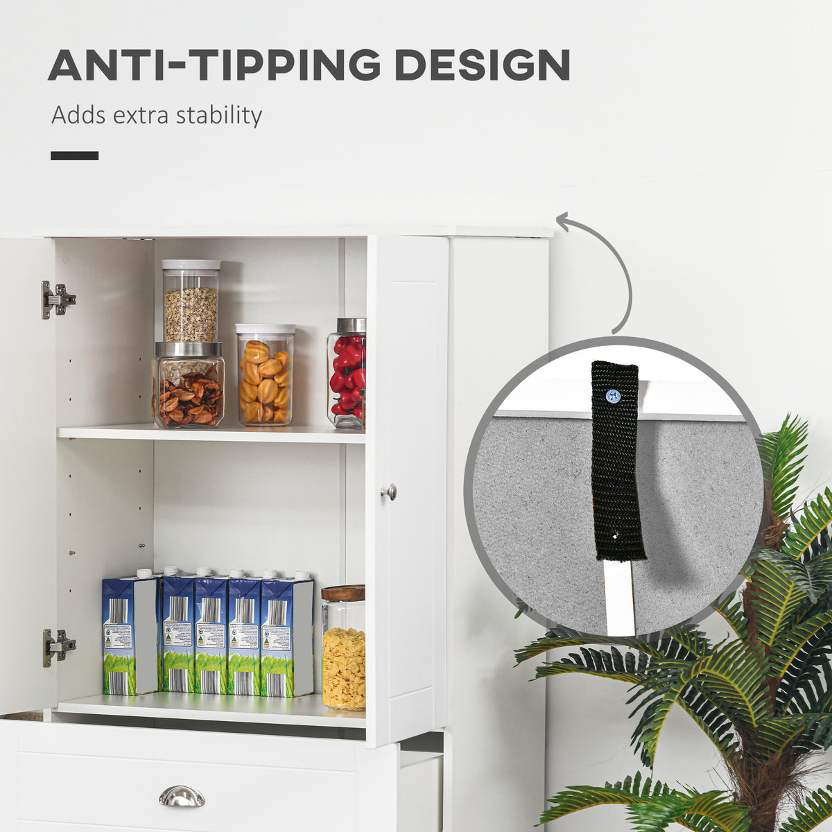 Modern Kitchen Pantry Storage Cabinet with 4 Doors and 3 Adjustable Shelves – 29"W x 73"H