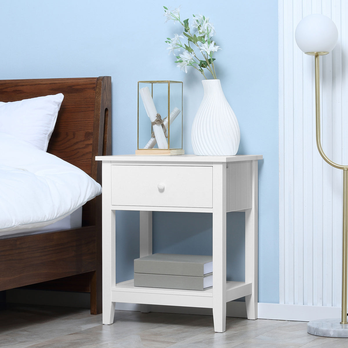 Nightstand with Drawer and Storage Shelf – 20"W x 24"H