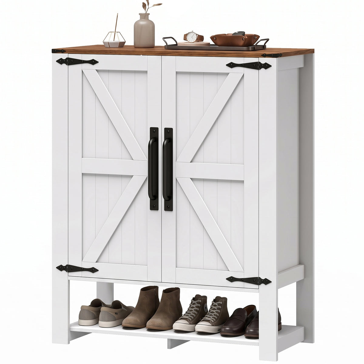 5-Tier Shoe Cabinet with Open Cubby – 31"W x 39"H