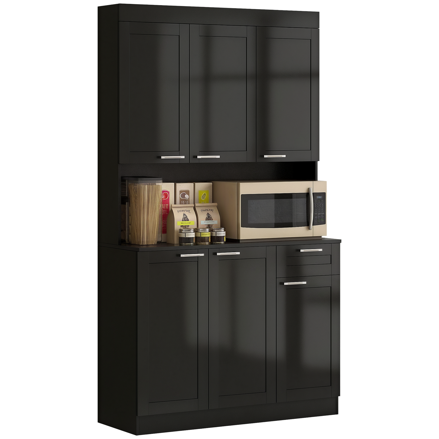 71" Kitchen Pantry Cabinet High Gloss White