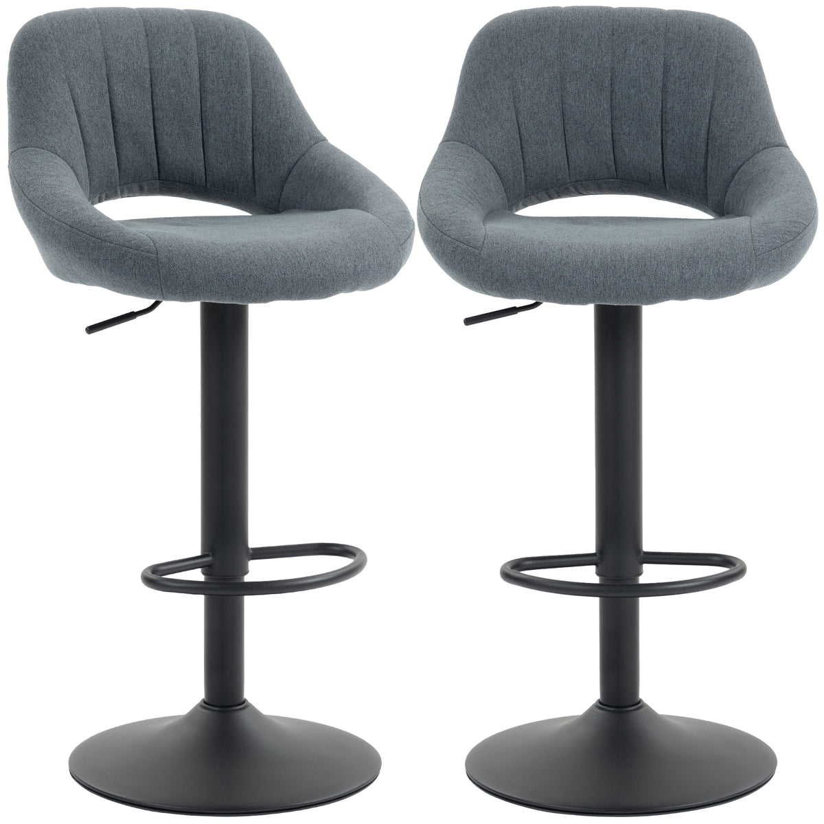 Linen Swivel Counter Stools with Round Metal Base, Set of 2