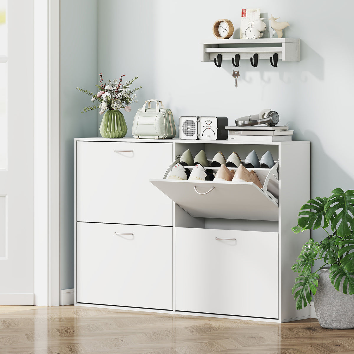 Flip-Down Multi Shoe Cabinet – 47"W x 32"H