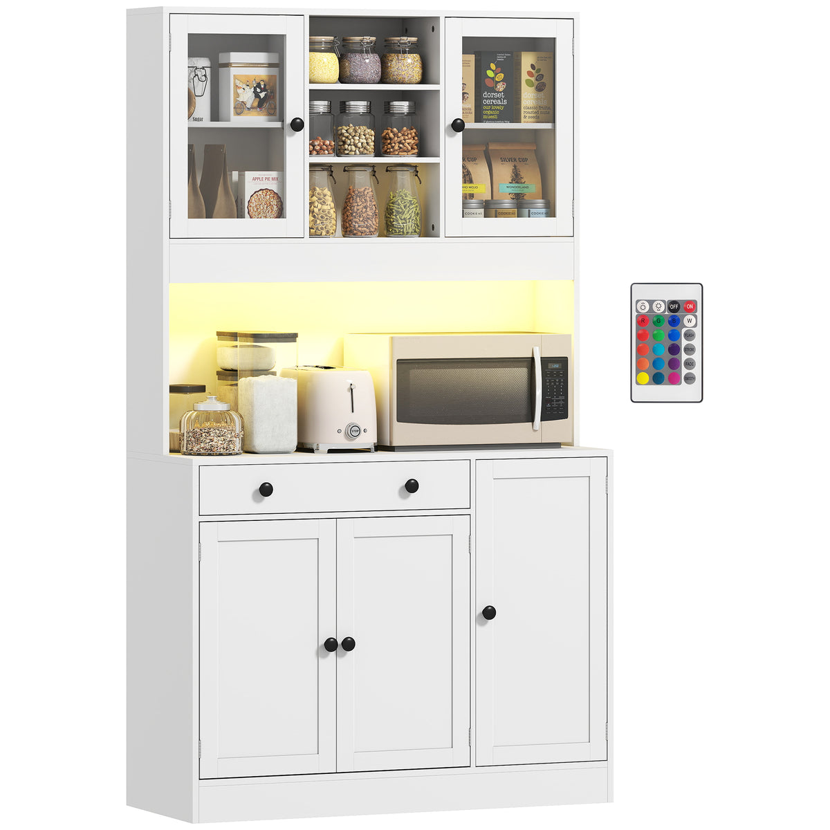 Tall Kitchen Pantry with LED Light – 41"W x 71"H