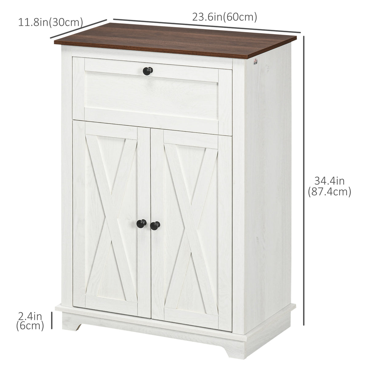 Farmhouse Sideboard Storage Cabinet with Doors and Drawer – 24"W x 35"H