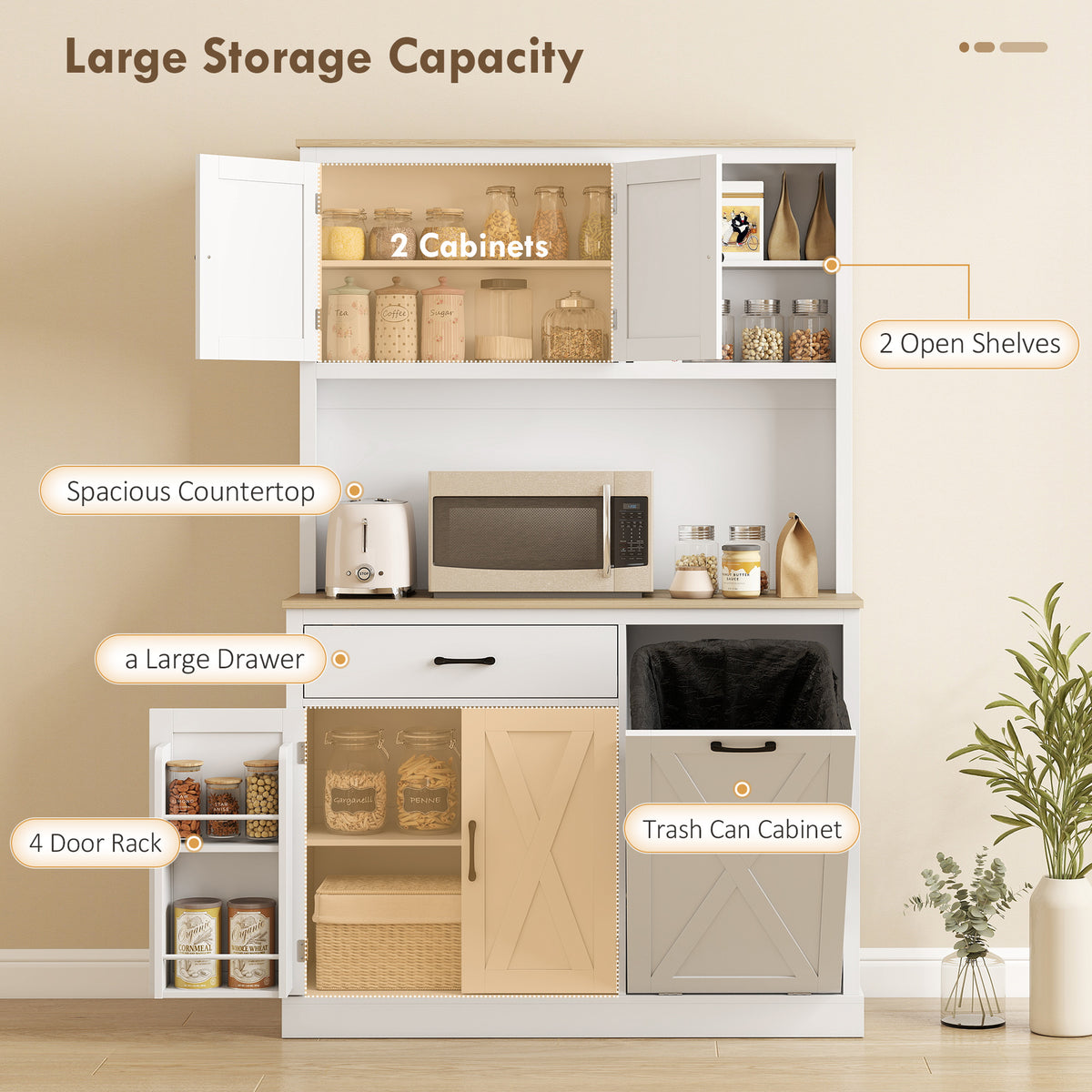 Pantry Cabinet with Charging Station – 44"W x 69"H