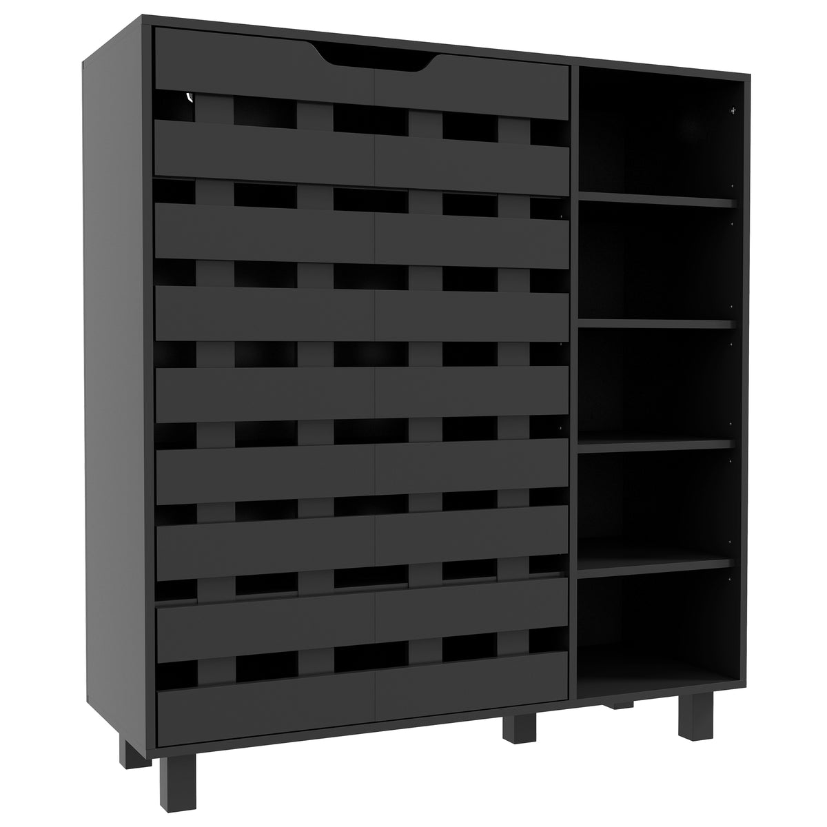 Shoe Cabinet with 5-Tier Double Door Storage – 34"W x 37"H