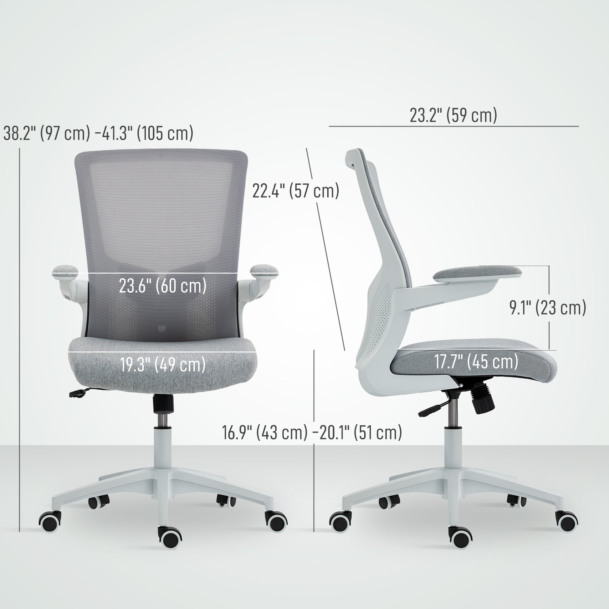 Ergonomic Swivel Office Chair with Adjustable Lumbar Support, Flip-Up Armrests, Wheels