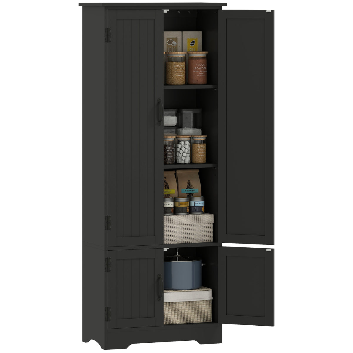 4-Door Pantry Storage Cabinet with Adjustable Shelves – 24"W x 60"H