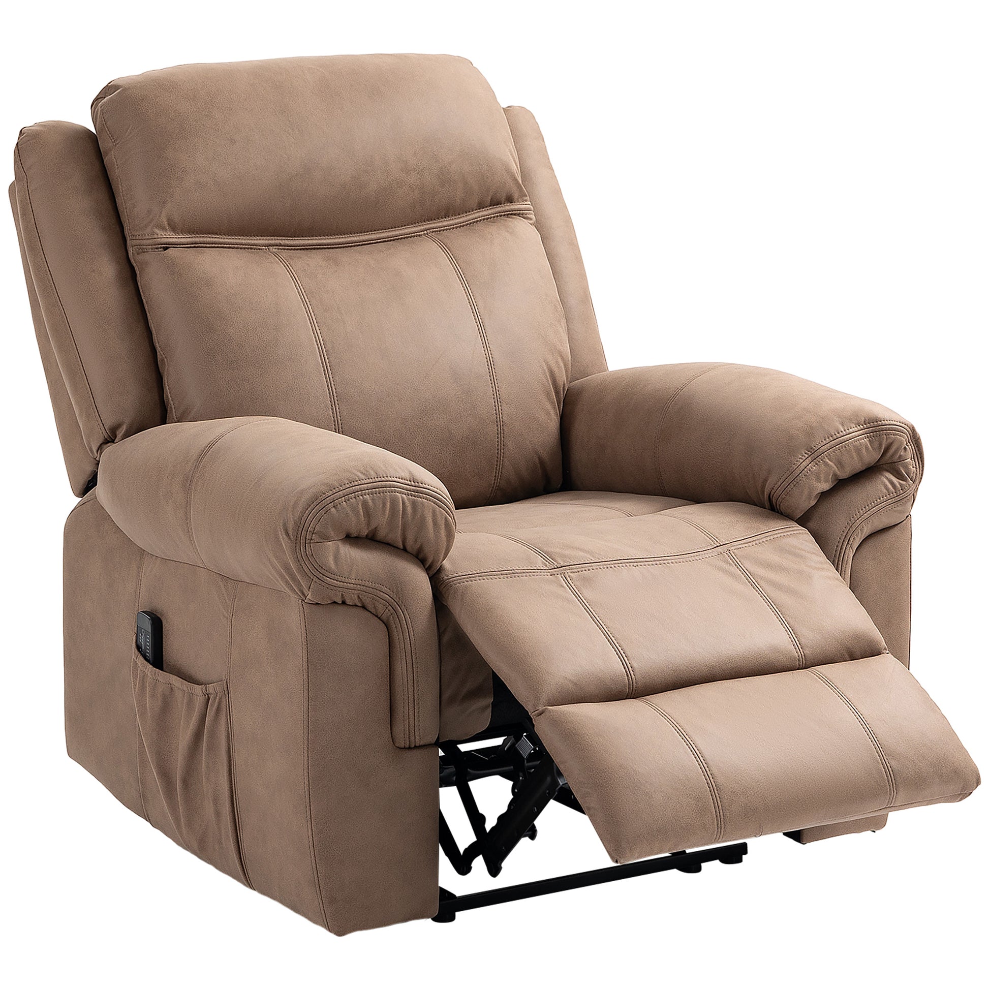 HOMCOM Manual Recliner Chair with Vibration Massage, Side Pockets, Microfiber, Brown