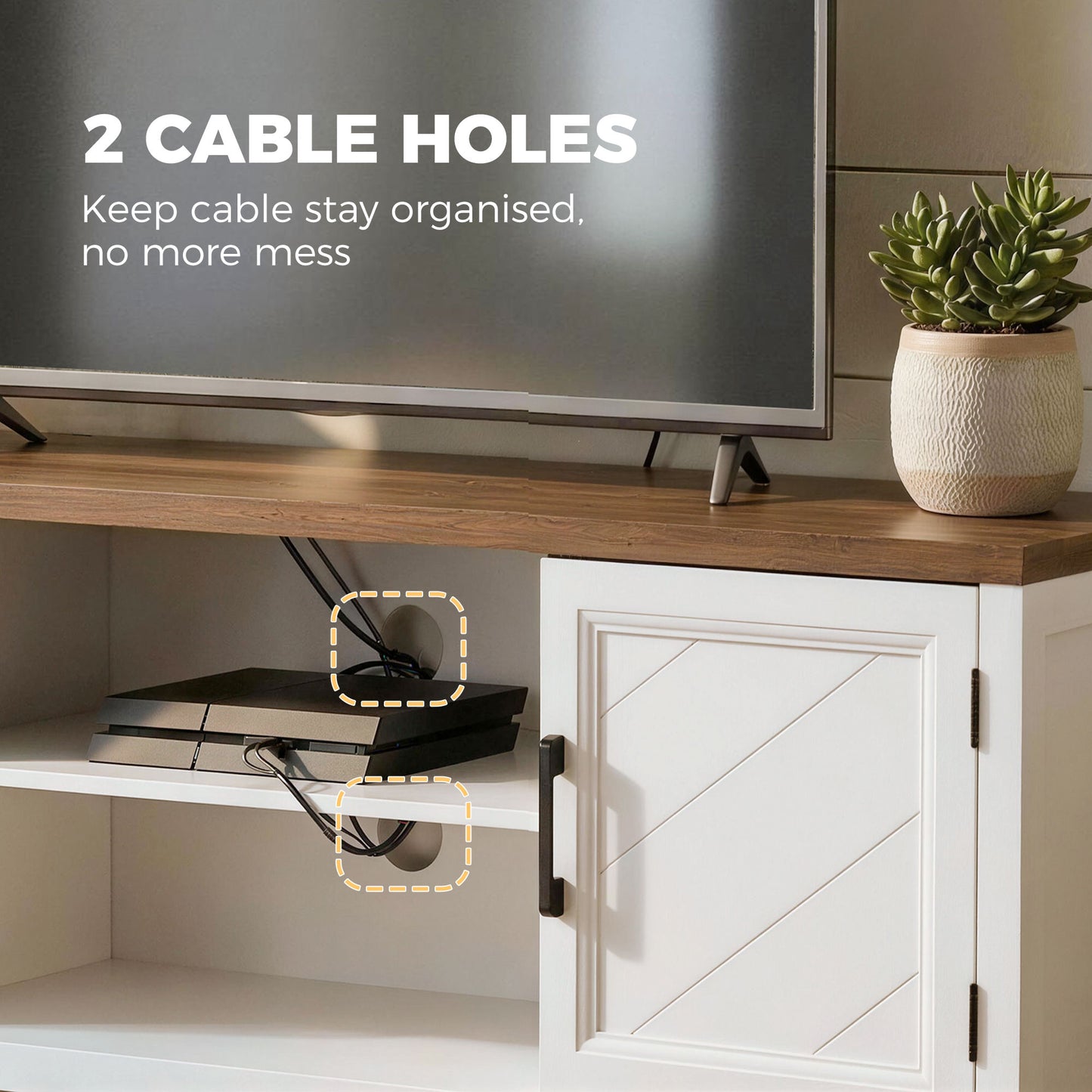 HOMCOM TV Stand Entertainment Center White Brown 55-Inch