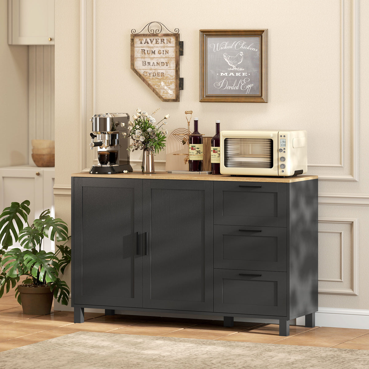 Buffet Cabinet with 3 Drawers and Soft-Close Doors – 47"W x 30"H