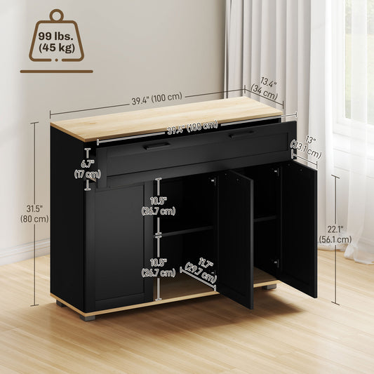 Modern Coffee Bar Cabinet with Wide Drawer – 39"W x 31"H