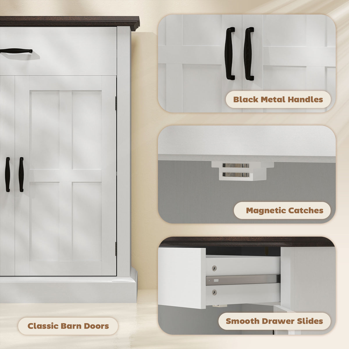 Modern Storage Cabinet with 2 Doors and Adjustable Shelf – 30"W x 36"H