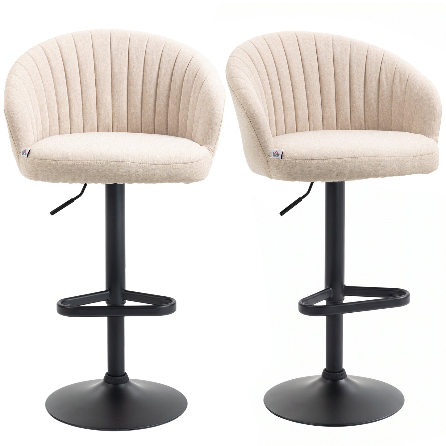 HOMCOM Swivel Adjustable HeightBar Stools Set of 2 Beige