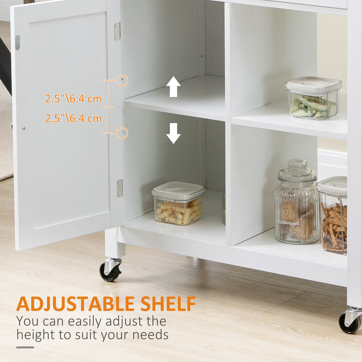 Rolling Kitchen Cart with Wood Top and Drawer – 33"W x 35"H