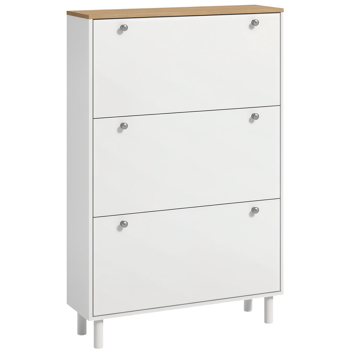 Modern Entryway Shoe Cabinet with 3 Flip Drawers – 32"W x 48"H